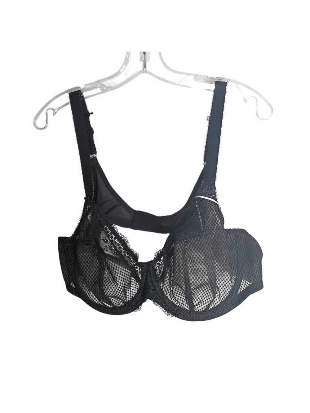 Black Lace & Mesh Underwire Bra - Women Intimates 44D